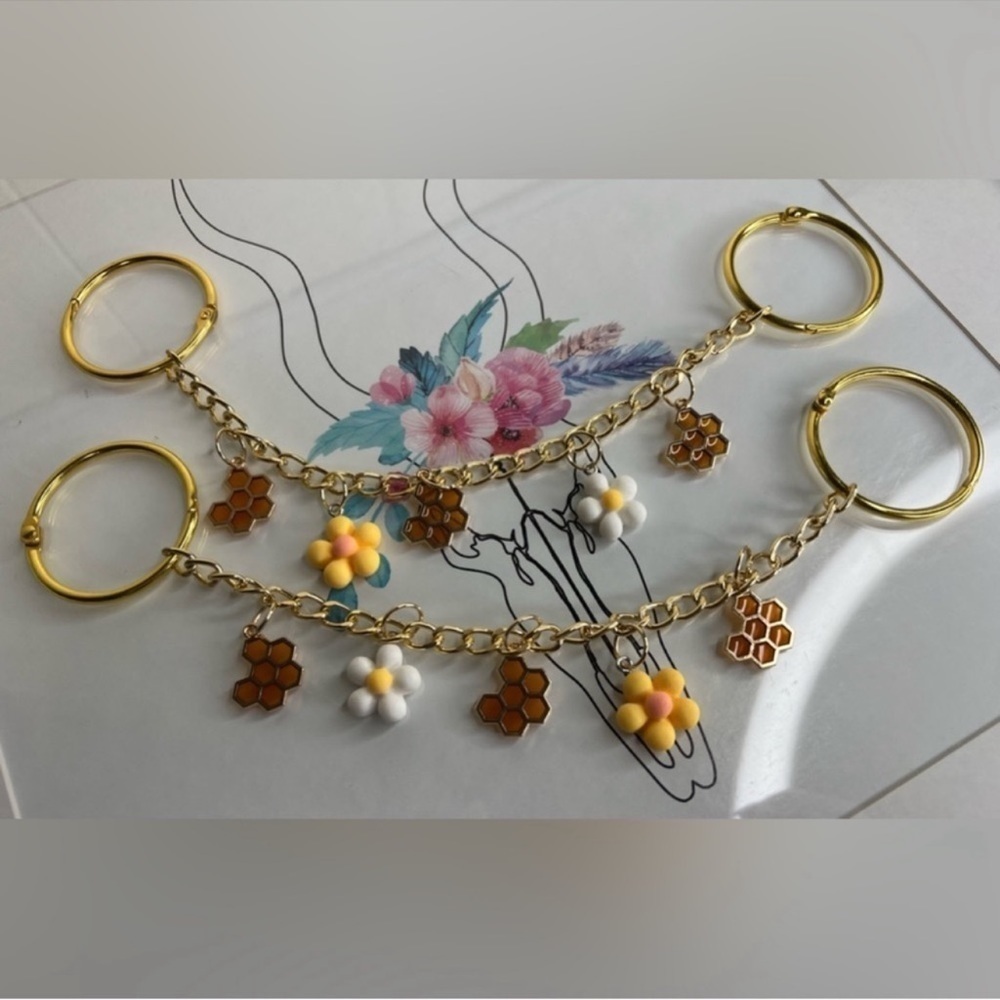 Croc Charm Chains Gold Honeycomb/Flowers Handmade